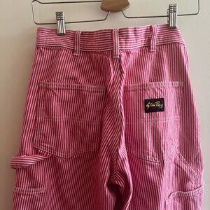Stan Ray pink and white striped high-waisted painter pants
